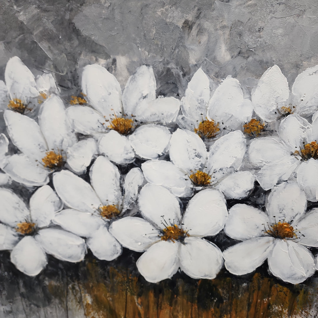 Gray Bliss - Beautiful, Highly Textural Neutral Toned Floral Artwork, Size 100x120cm