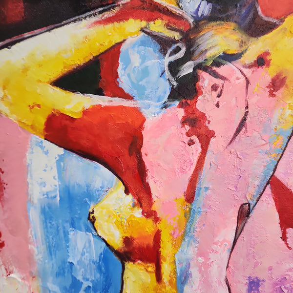 The Bold Nude - Stunning, warm toned Stylized Abstract Depiction of a Female Nude from Behind, size 80x100cm