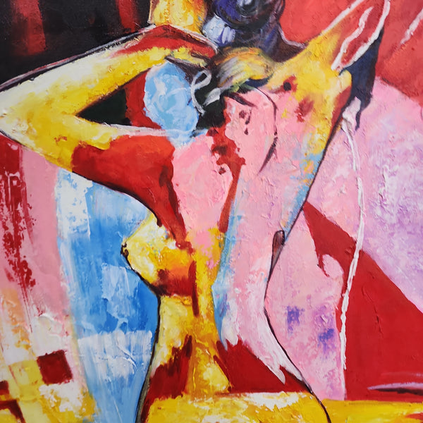 The Bold Nude - Stunning, warm toned Stylized Abstract Depiction of a Female Nude from Behind, size 80x100cm