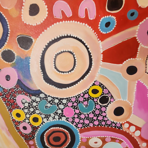 Coloured Whimsy - Bright and Kinetic Modern Dot Painting Artwork, Size 100x200cm