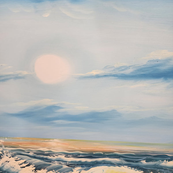 Golden Horizon: Sunlit Shores - Hand Painted Art Size 70x170cm