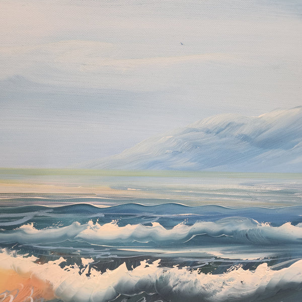 Golden Horizon: Sunlit Shores - Hand Painted Art Size 70x170cm