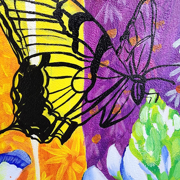 Butterflies in Bluebonnets - Hand Painted Art Size 90x90cm