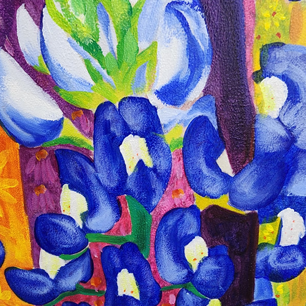 Butterflies in Bluebonnets - Hand Painted Art Size 90x90cm