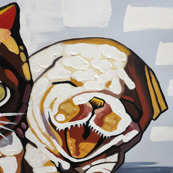 Patchwork Cat - Hand Painted Art Size 90x90cm  MTO311