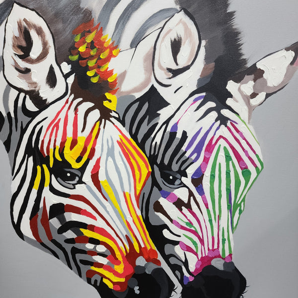 Zebra Spectrum - Hand Painted Art Size 90x90cm