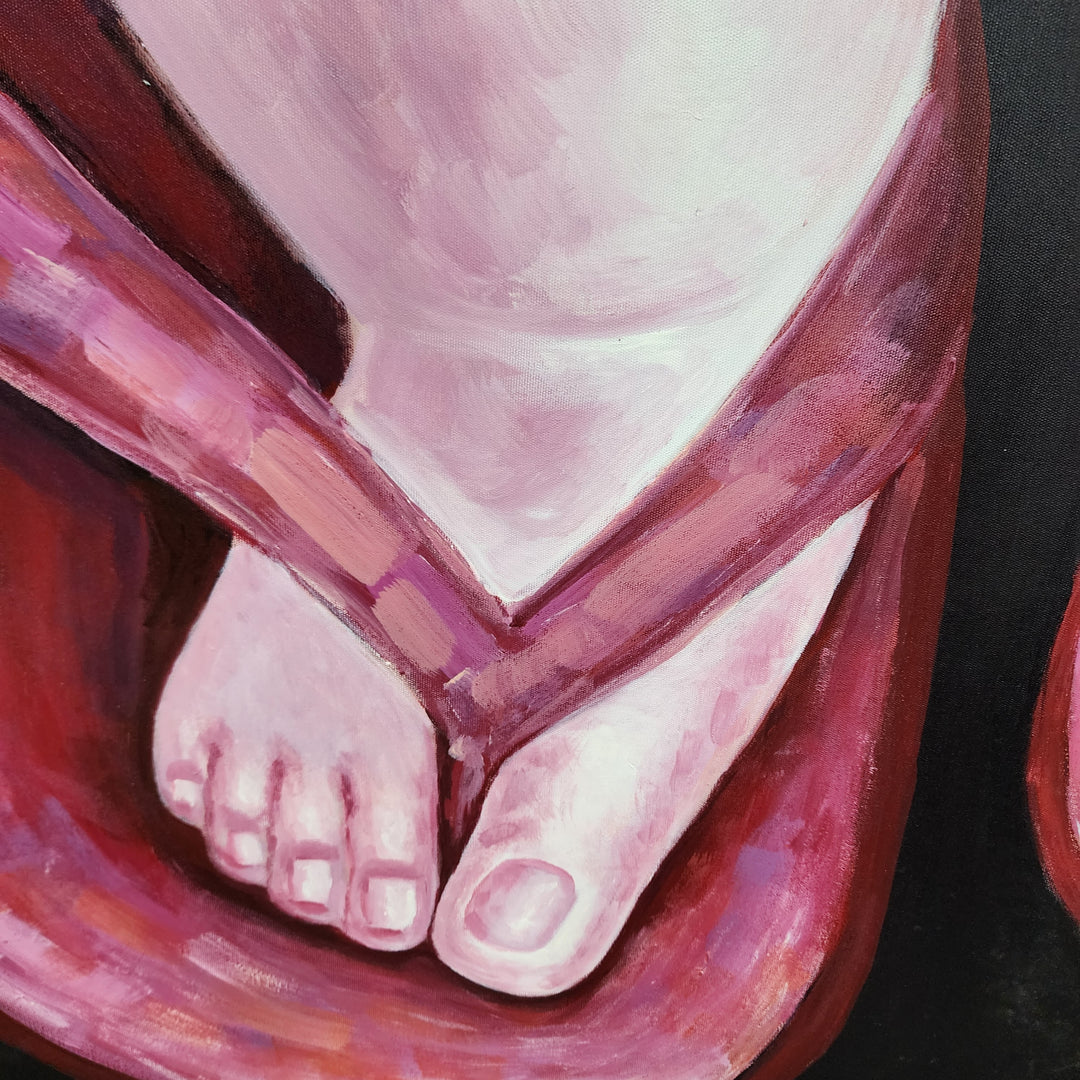 Flip-Flop Simplicity - Hand Painted Art Size 90x90cm