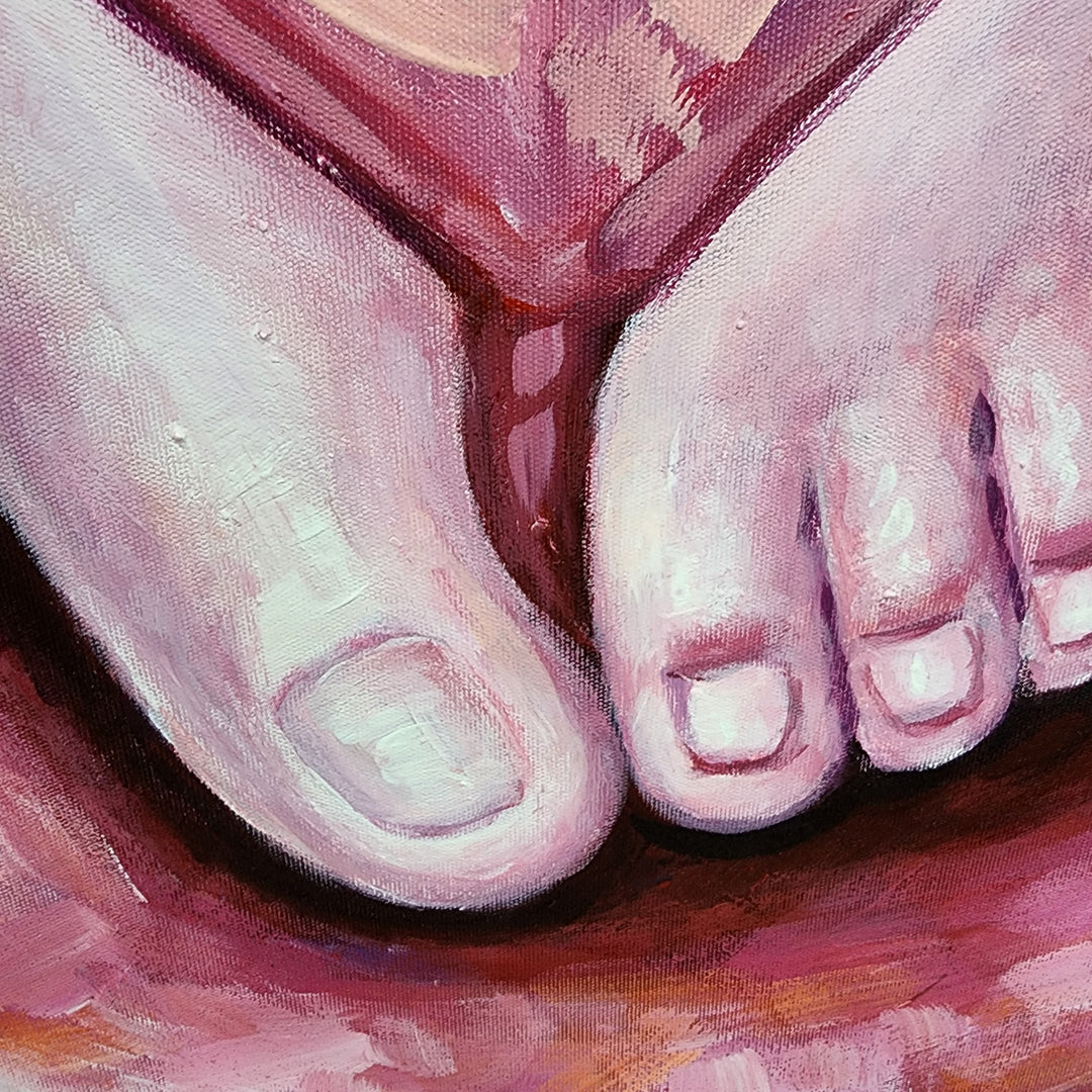 Flip-Flop Simplicity - Hand Painted Art Size 90x90cm