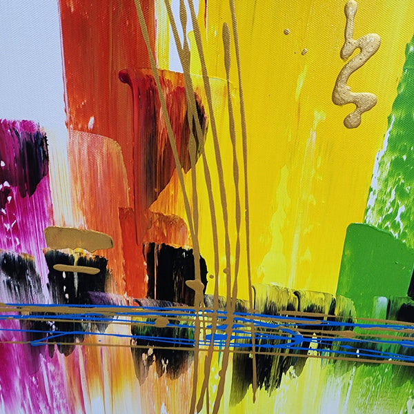 Rainbow Skyline - Hand Painted Art Size 70x170cm