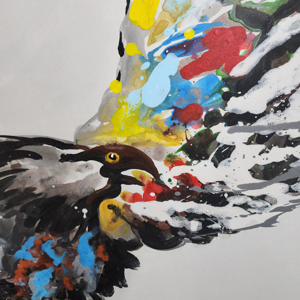 Soaring Spirit: A Stylized Eagle in Flight - Hand Painted Art Size 70x160cm