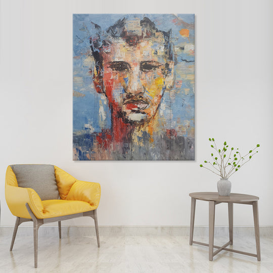 A Contemplating Man - Stunning Textural Portrait Art 100x120cm