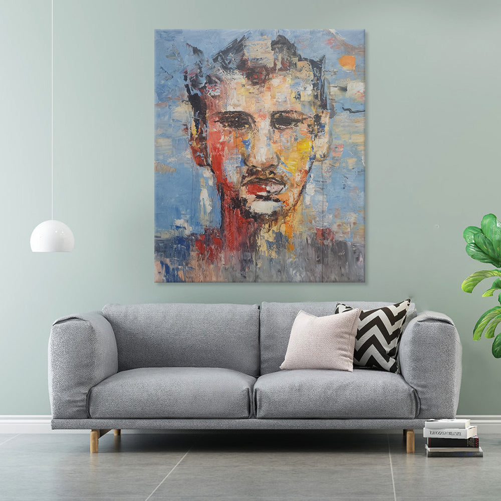 A Contemplating Man - Stunning Textural Portrait Art 100x120cm