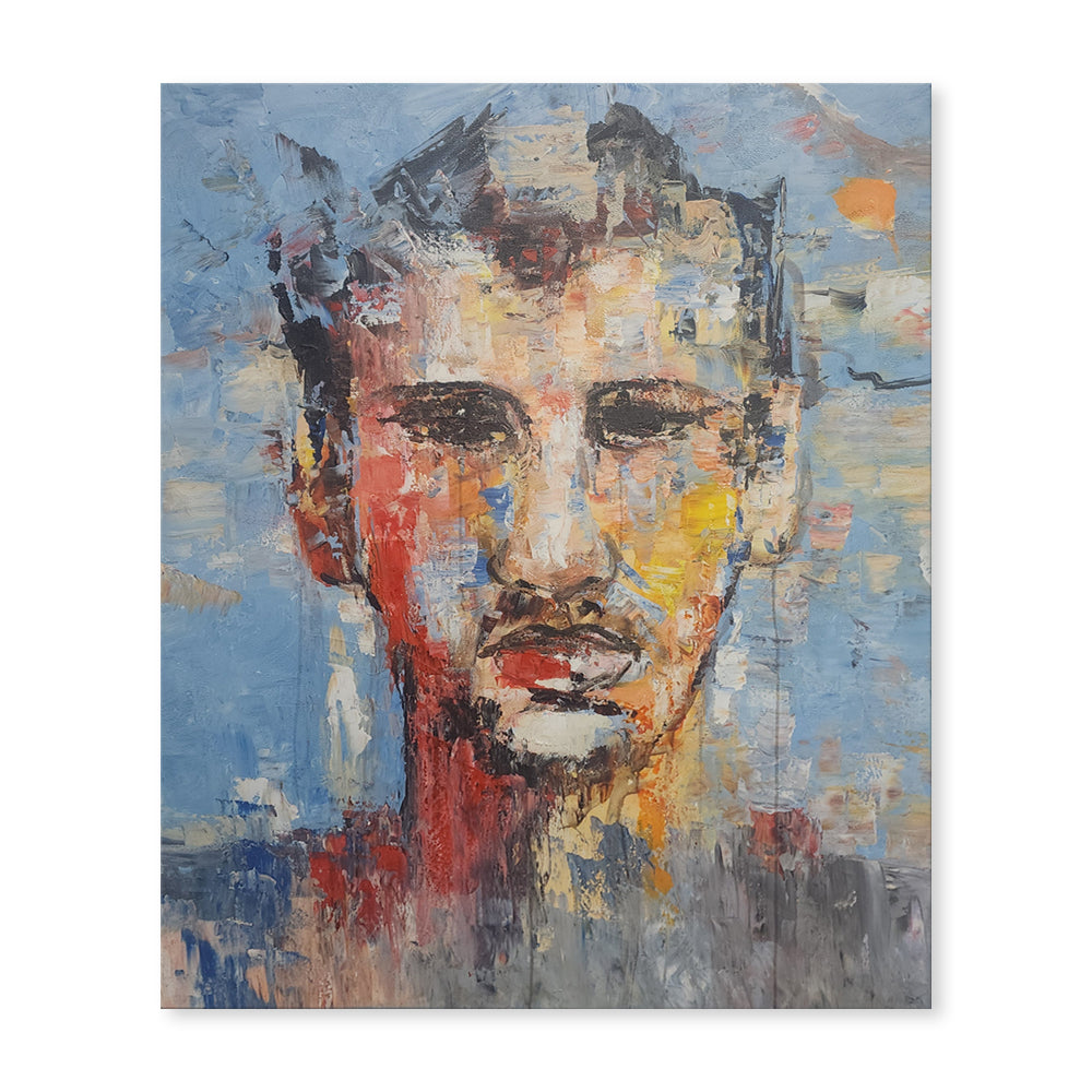 A Contemplating Man - Stunning Textural Portrait Art 100x120cm