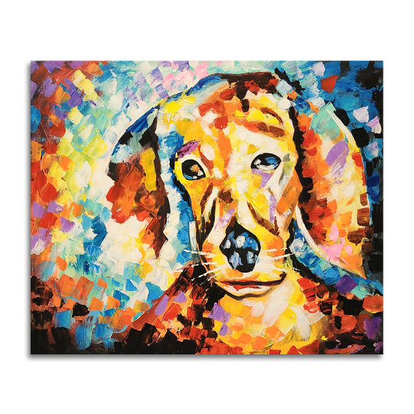 Good Boy- Colourful, Striking Depiction of a Dog Looking Onwards Inquisitively, Size 100x120cm