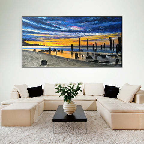 Willunga Beach - Beautiful hand painted Beach, size 80x150cm