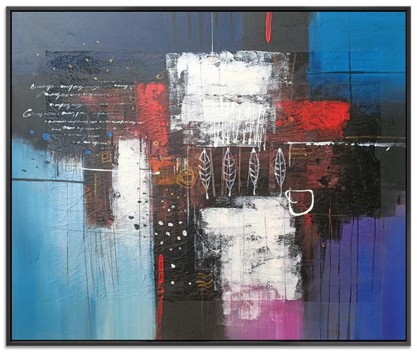 Fragments of Fluster - Modern Abstract Art Finished with a Black Shadow Frame