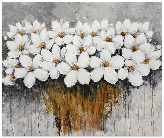 Gray Bliss - Beautiful, Highly Textural Neutral Toned Floral Artwork, Size 100x120cm