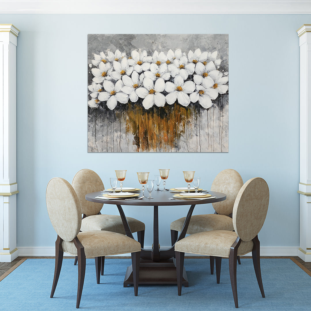 Gray Bliss - Beautiful, Highly Textural Neutral Toned Floral Artwork, Size 100x120cm