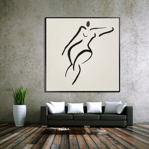 Gestural Nude 1 - Shadow Framed Painting - 60x60cm  AC481