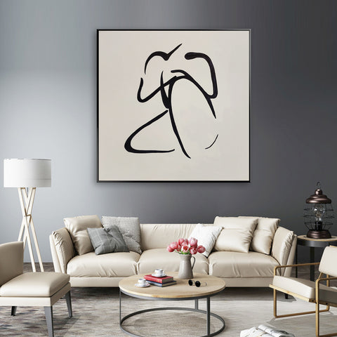 Gestural Nude 2 - Shadow Framed Painting - 60x60cm AC482