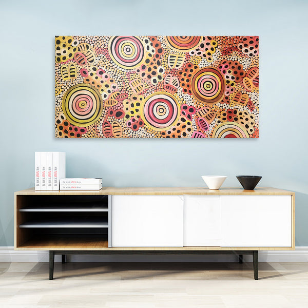 Earthen Circles - Striking, Warm Coloured Modern Abstract Art, Size 100x200cm