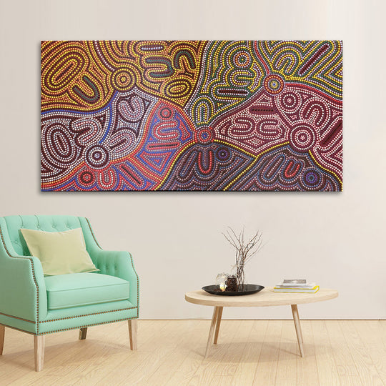 Modern Dot Art - Striking, Colourful Modern Abstract Inspired by Dot Paintings, Size 70x140cm