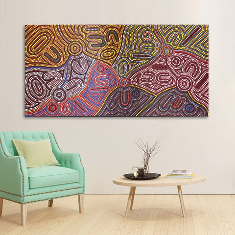 Modern Dot Art - Striking, Colourful Modern Abstract Inspired by Dot Paintings, Size 70x140cm