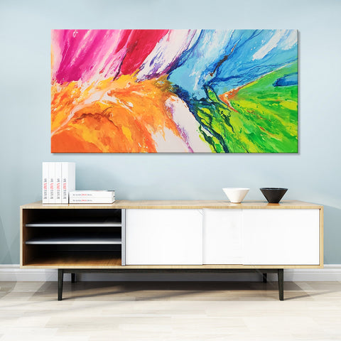 Rainbow Flurry - Stunning, Energetic Abstract Modern Artwork with Bright, Bold Colours