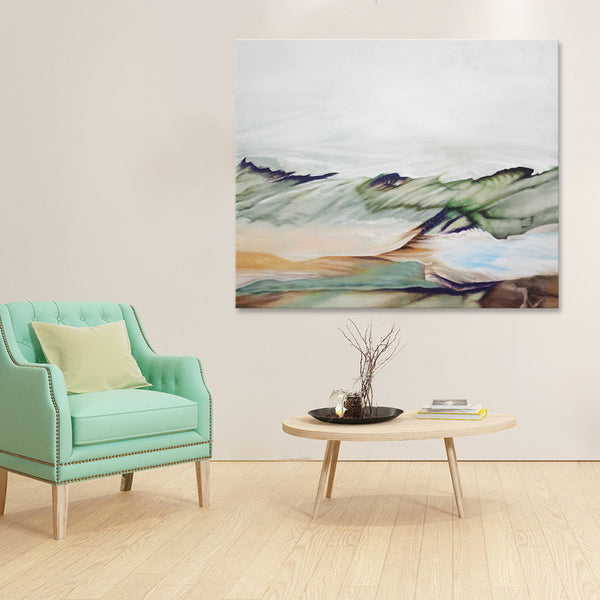 Earthen Waves - Soft, Neutral, Beautiful Modern Abstract Featuring Earthy Tones, Size 100x120cm