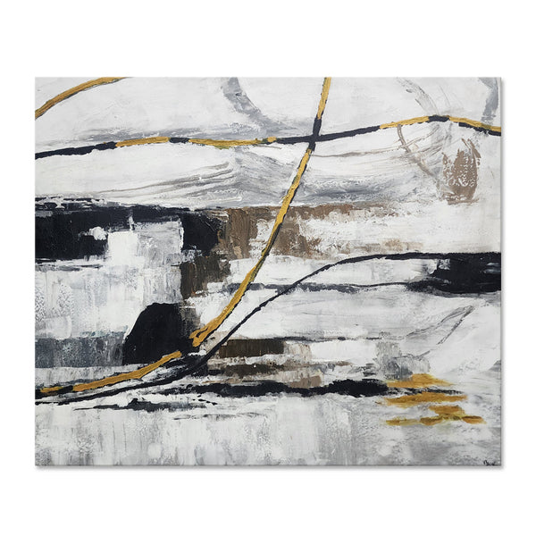 Gold's Fragmentation - Thick, Texturally Painted Modern Abstract Featuring Gold Accents, Size 100x120cm