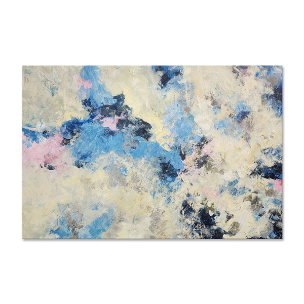 Clouded Bliss - Beautiful Modern Abstract Featuring Soft Blue Tones, Size 100x150cm