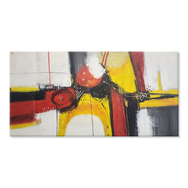 Red Emmittance  - Striking Modern Abstract Featuring Red and Yellow on a White Background, Large Feature Size 100x200cm