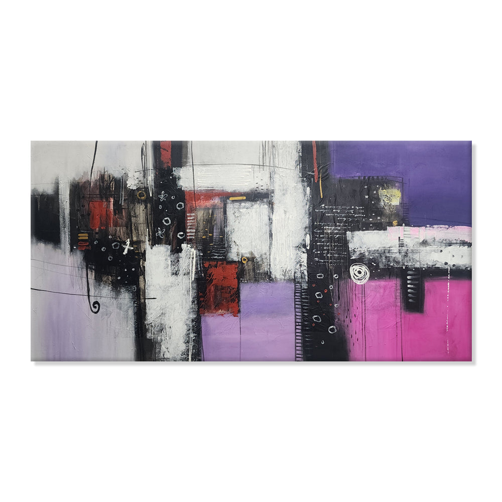 State of Purple - Beautiful Modern Abstract Featuring Pink and Purple Tones, Size 100x200cm