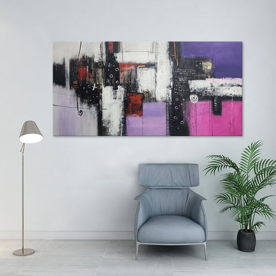 State of Purple - Beautiful Modern Abstract Featuring Pink and Purple Tones, Size 100x200cm