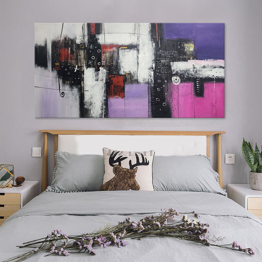 State of Purple - Beautiful Modern Abstract Featuring Pink and Purple Tones, Size 100x200cm