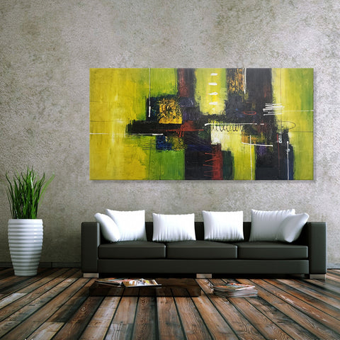 Lime Bliss - Stunning Modern Abstract Depicting Striking Green Tones, Size 100x200cm