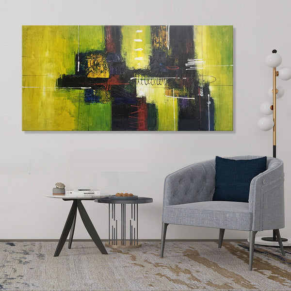 Lime Bliss - Stunning Modern Abstract Depicting Striking Green Tones, Size 100x200cm