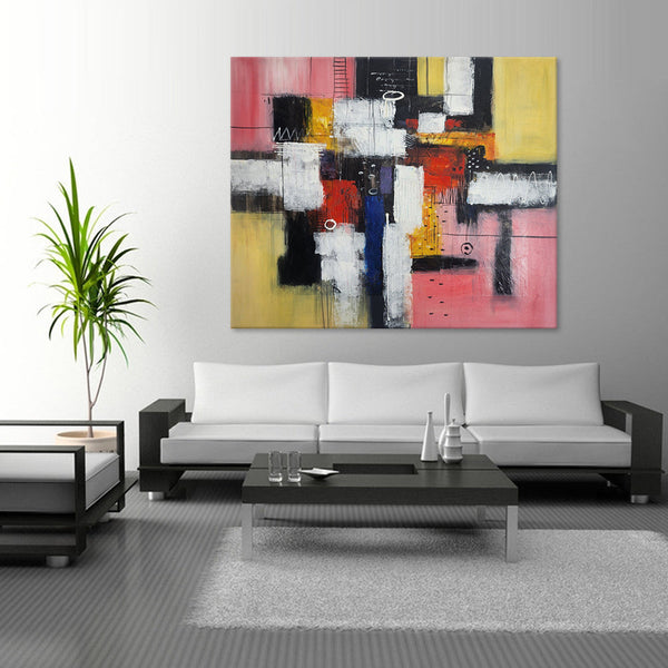 Striking Sweetness - Beautiful Modern Abstract Featuring Soft Pink and Yellow Tones, in Large 100x120cm Feature Size