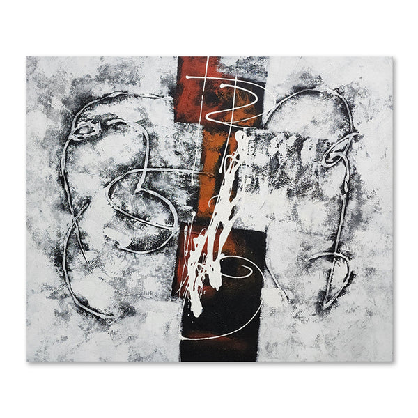 Flurried Containment - Striking, Bold Modern Abstract Featuring Black, White and Red Tones, in Feature Size 100x120cm