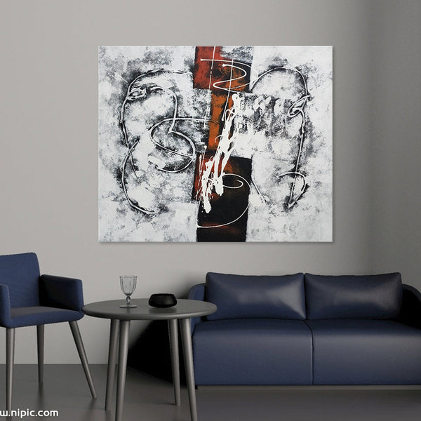 Flurried Containment - Striking, Bold Modern Abstract Featuring Black, White and Red Tones, in Feature Size 100x120cm