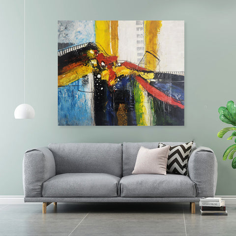 Colour Clash - Striking, Colourful Modern Abstract Artwork Featuring Bright, Bold Tones, Size 100x120cm