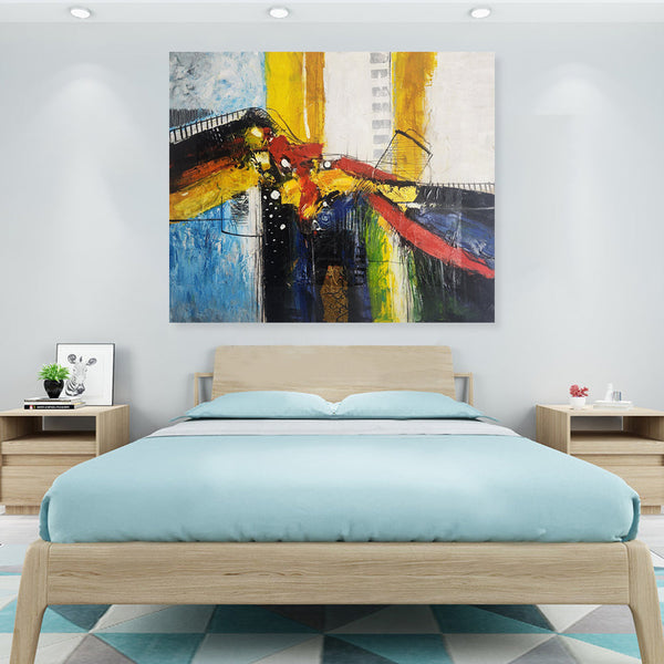 Colour Clash - Striking, Colourful Modern Abstract Artwork Featuring Bright, Bold Tones, Size 100x120cm