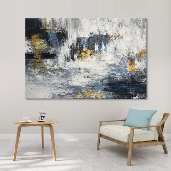 Gold in the Mist - Beautiful, Soft Modern Abstract with Gold Highlights, in Large Feature Size 120x180cm