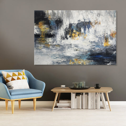 Gold in the Mist - Beautiful, Soft Modern Abstract with Gold Highlights, in Large Feature Size 120x180cm