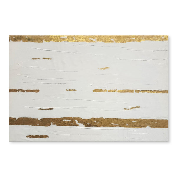 Gold Lines - Beautiful, Neutral Abstract Featuring Gold Leaf on a Neutral Off-White Background, Size 60x90cm