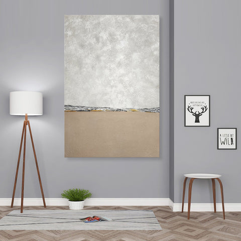 Soft Horizon - Beautiful, Neutral Toned Abstract Landscape Painting with Earthy Tones, Size 60x90cm