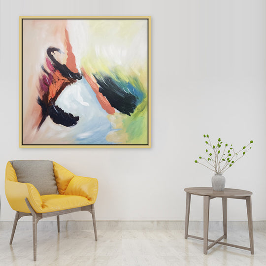 Colour Carcophony - Stunning Colourful Modern Abstract Finished in an Oak Frame, size 90x90cm