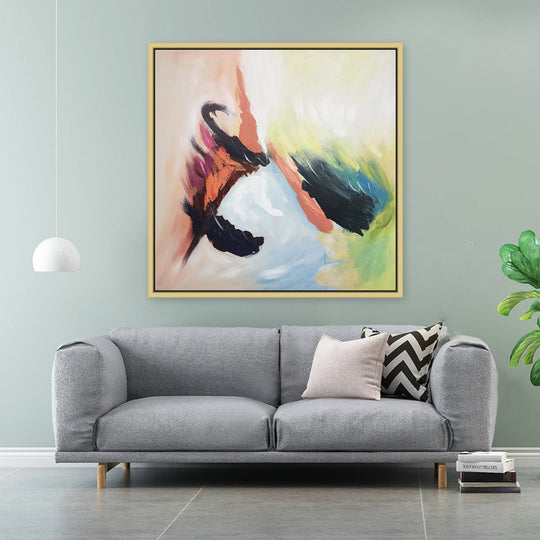 Colour Carcophony - Stunning Colourful Modern Abstract Finished in an Oak Frame, size 90x90cm