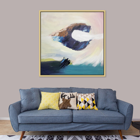 Centered Abstraction - Stunning Modern Abstract Artwork finished in an Oak Frame, Size 90x90cm