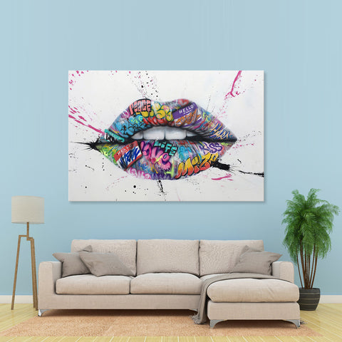 Graffiti Lips - Ready to hang Canvas Print - CN485 - 80x120cm